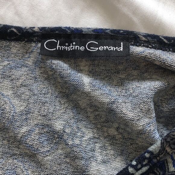 Christine Gerard Blue Black Kaleidoscope Patterned Long Sleeve Sweater Blouse - Picture 5 of 5